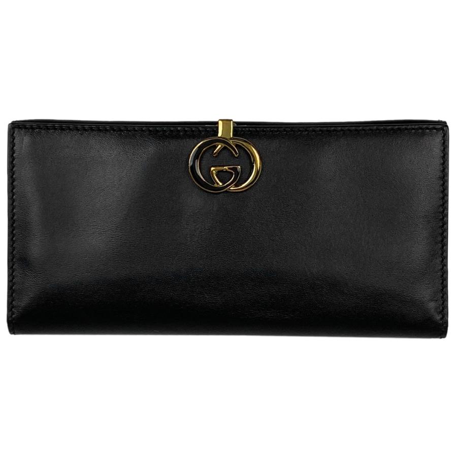 グッチ/GUCCI ロゴ レザー二つ折り 長財布