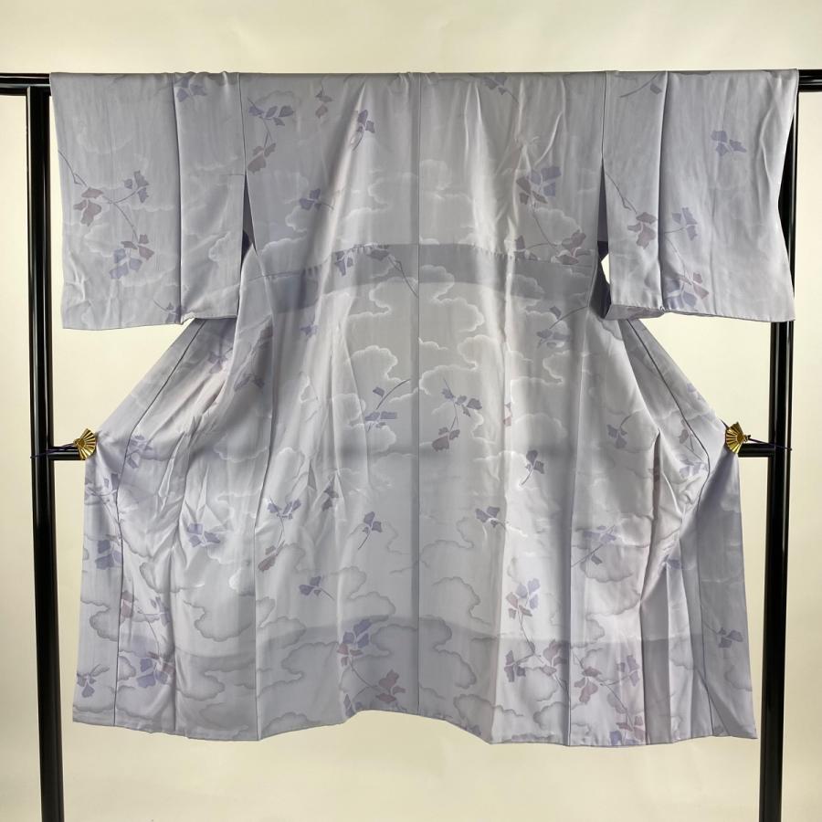 長襦袢 身丈122cm 裄丈65cm M 枝葉 雲文 薄紫 正絹 秀品 中古  