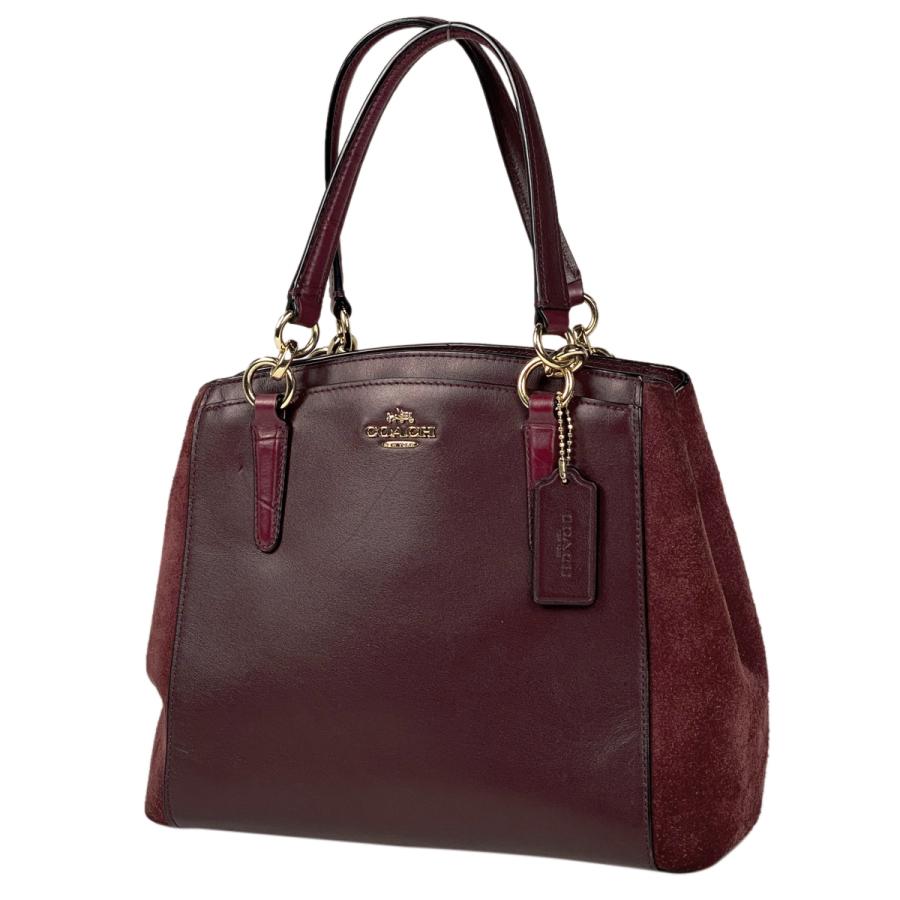COACH コーチ ロゴ ハンドバッグ ショルダーバッグ レザー ボルドー 