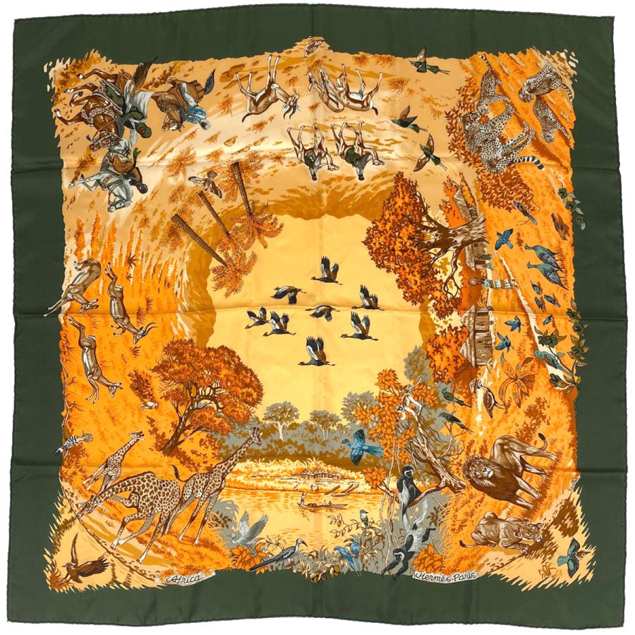 エルメス HERMES カレ 90 AFRICA アフリカ 動物柄 スカーフ シルク 