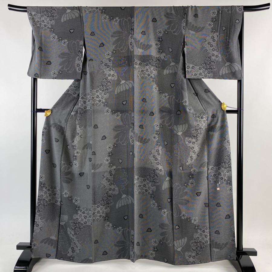 小紋 身丈164.5cm 裄丈68.5cm L 袷 ほていや 胴抜き 落款あり 菊  