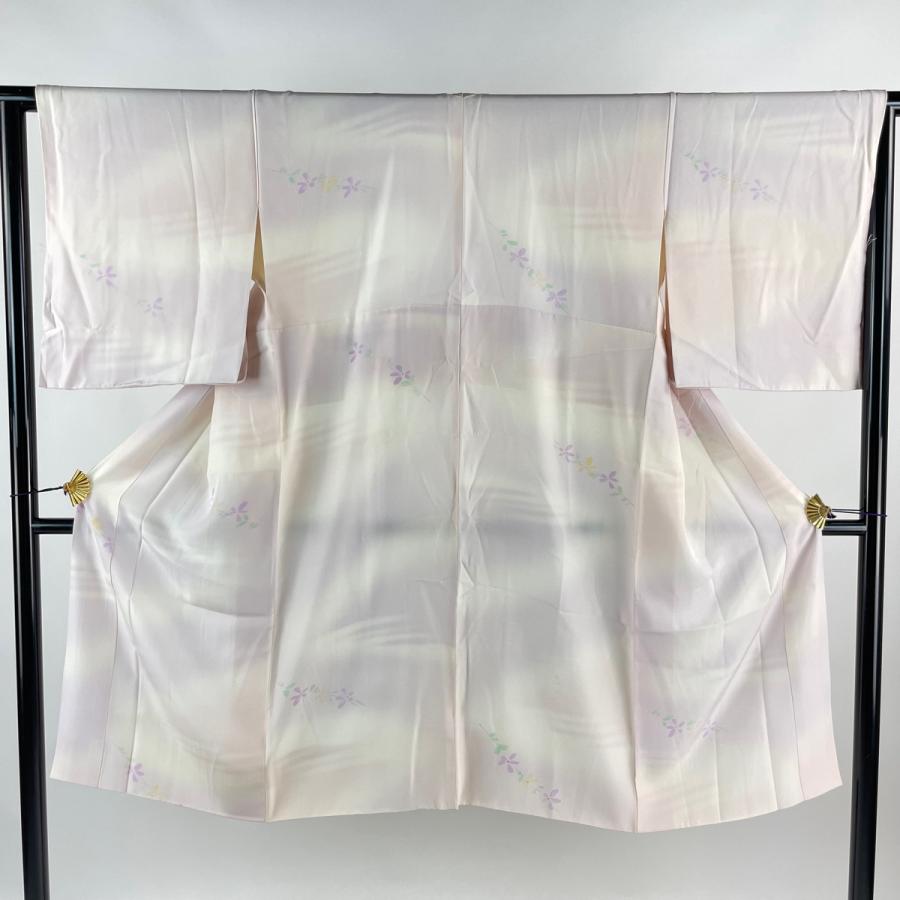 長襦袢 身丈113.5cm 裄丈63.5cm S ほていや 草花 霞 薄ピンク 正絹 美  