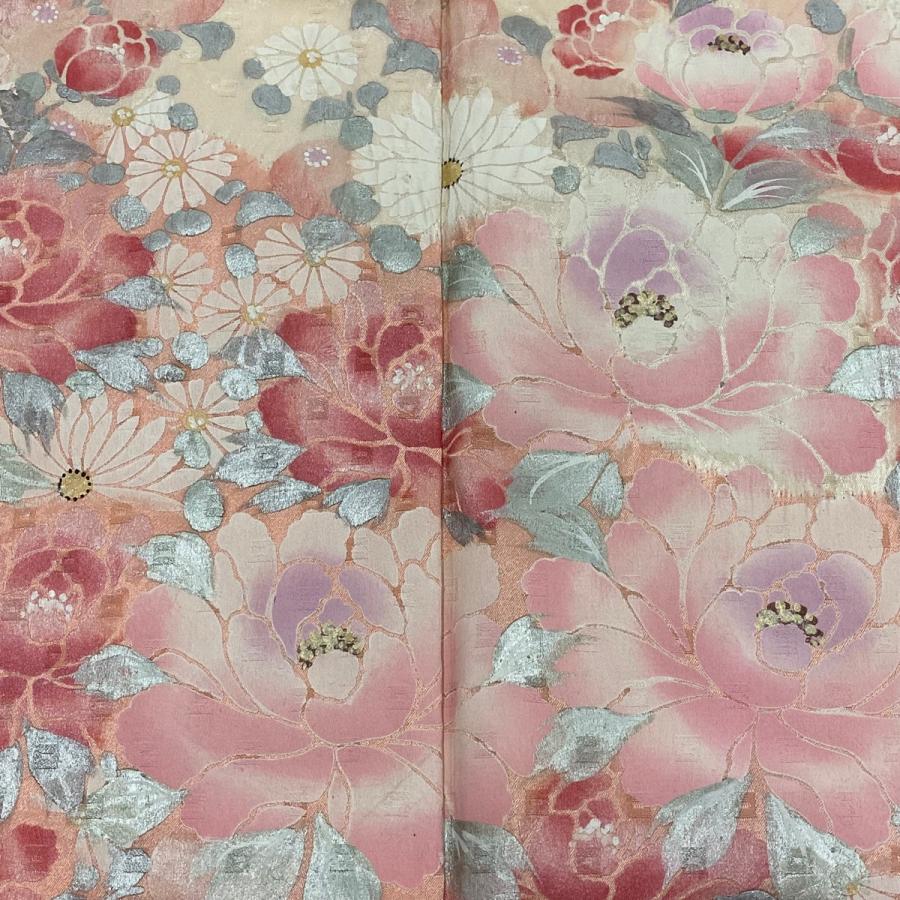 振袖 身丈167cm 裄丈66cm M 袷 斉敬 落款あり 草花 蝶 金銀彩 絞り 薄