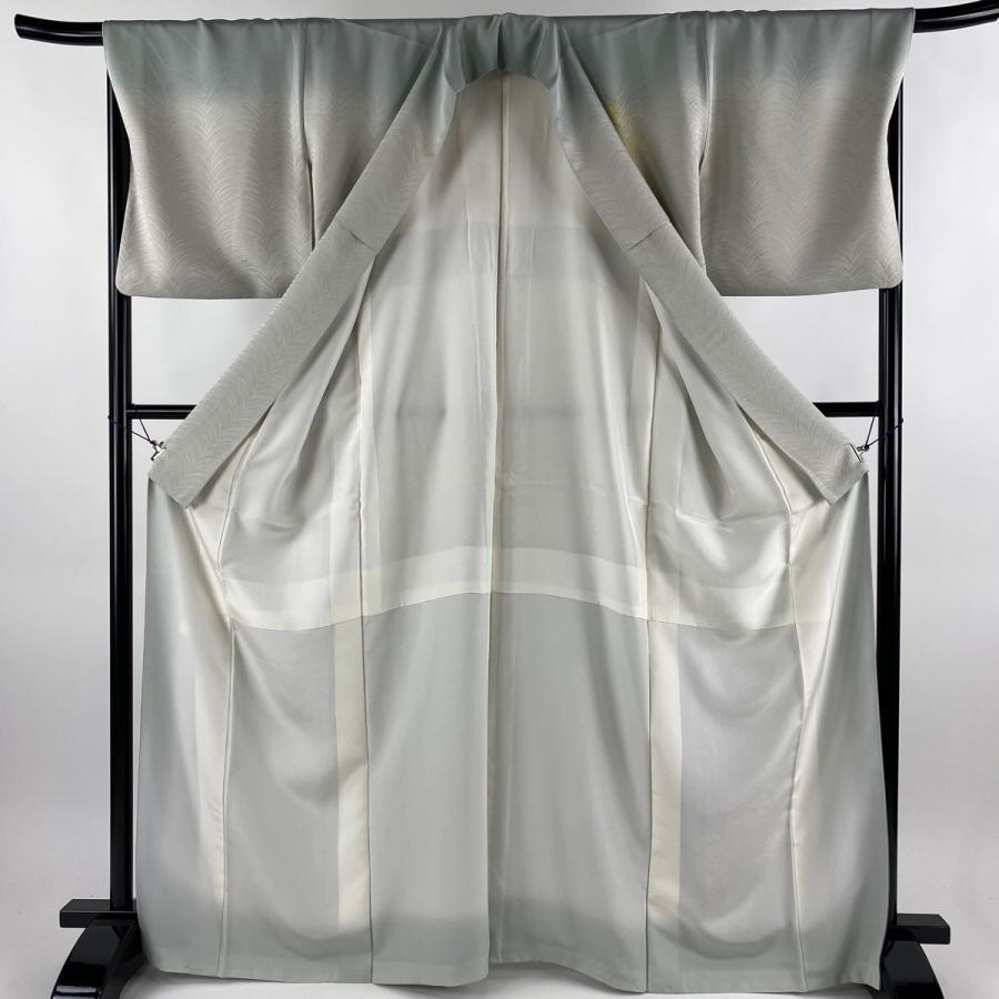 付下げ 身丈167cm 裄丈67.5cm L 袷 北出与三郎 落款あり 葉 金彩  