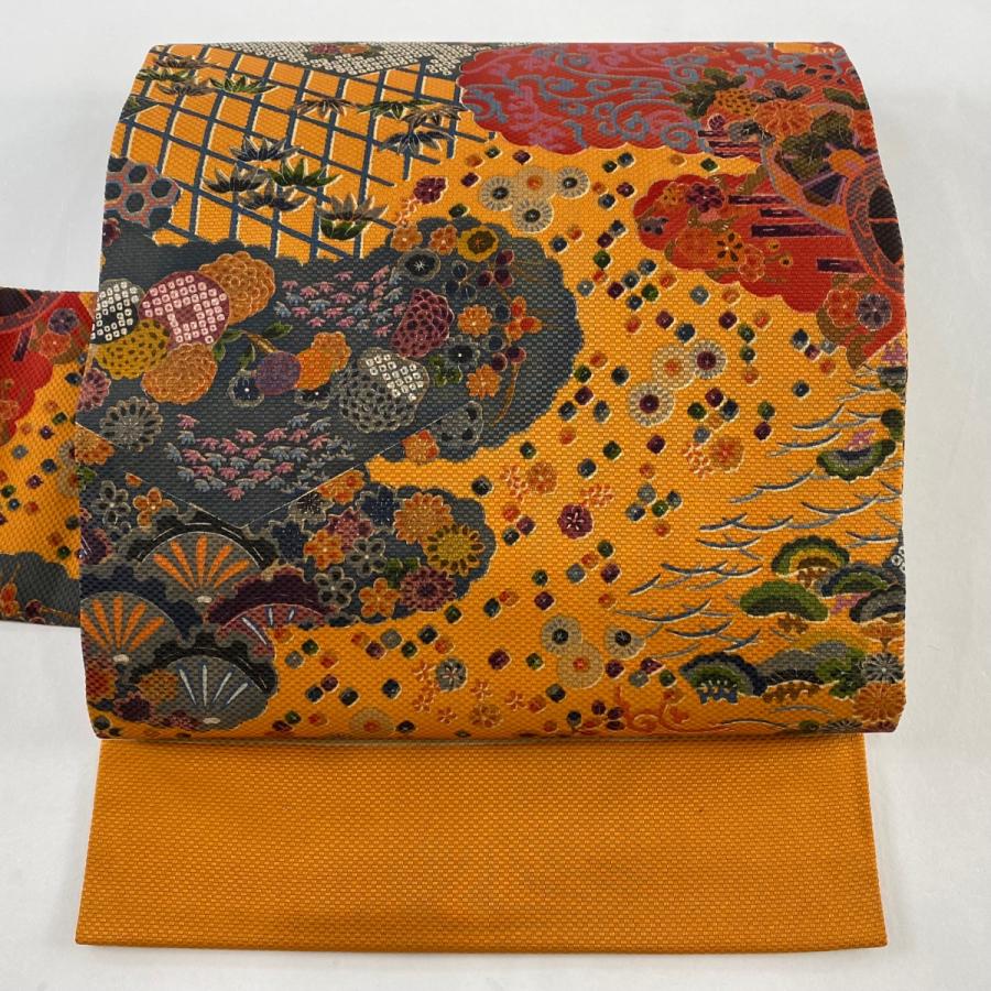 ブランド登録なし 名古屋帯 美品 逸品 山岡古都 落款あり 松竹梅 雲文 