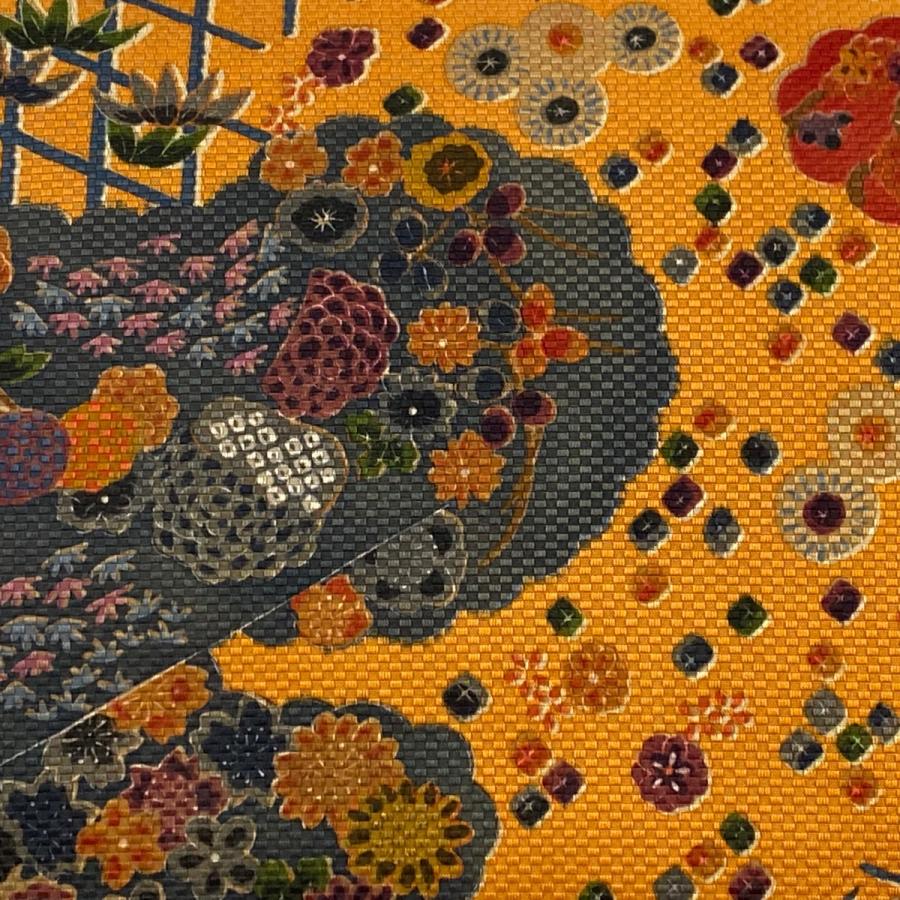 名古屋帯 美品 逸品 山岡古都 落款あり 松竹梅 雲文 オレンジ 正絹 