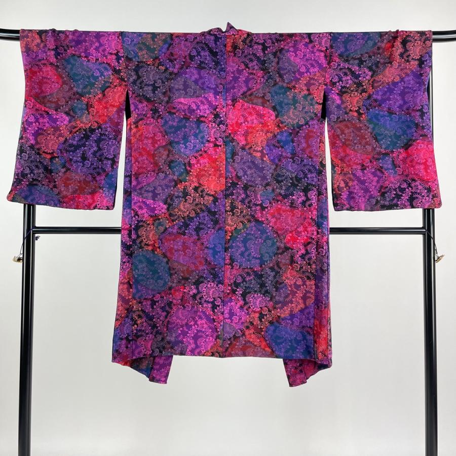 羽織 身丈109cm 裄丈67.5cm L 前田仁仙 やまと 落款あり 草花 濃紺  