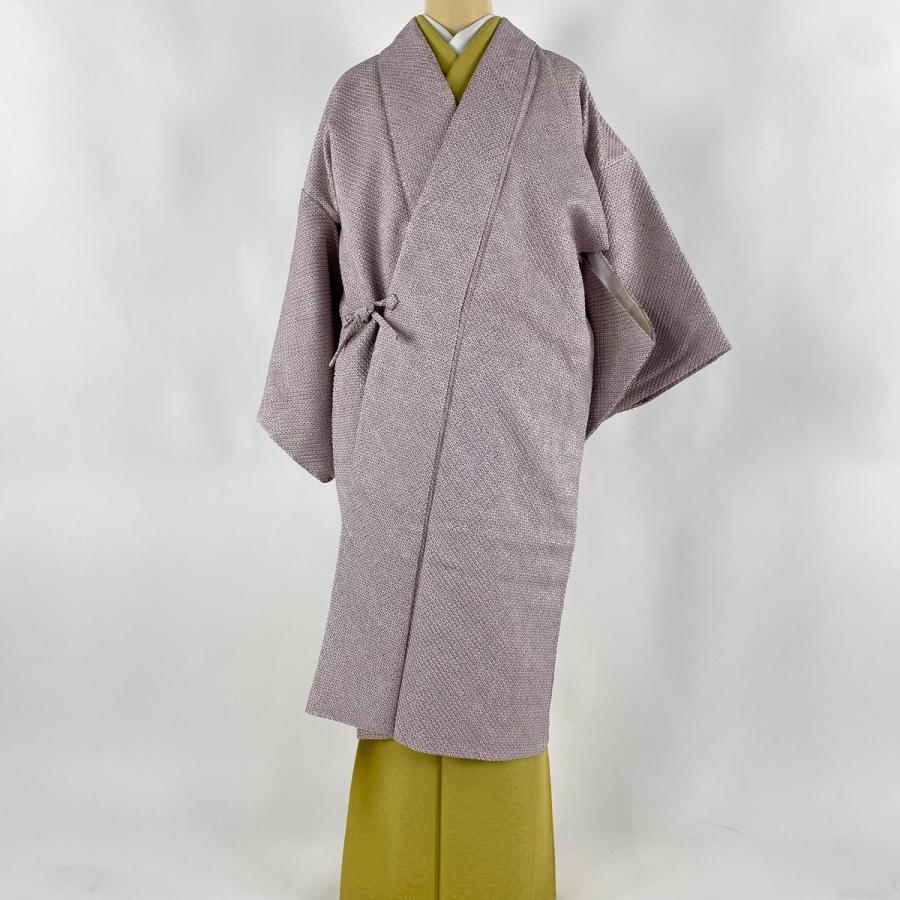 道中着 身丈111.5cm 裄丈65.5cm M 総絞り 薄紫 正絹 逸品 中古  