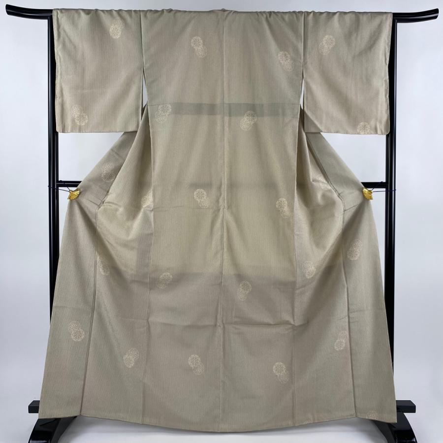 塩沢紬 身丈166.5cm 裄丈67cm M 袷 塩沢物語 証紙あり 華文 縦縞  