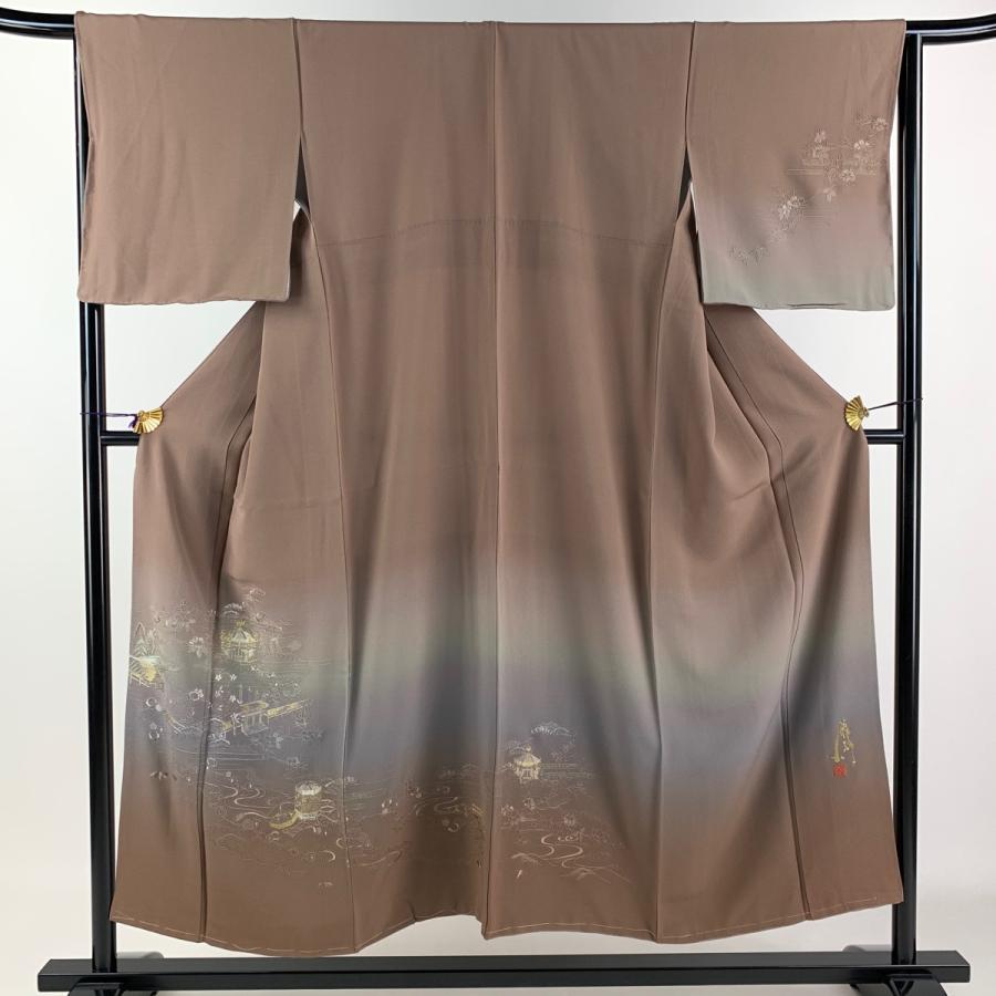 付下げ 身丈151.5cm 裄丈65.5cm M 袷 コシノアヤコ 落款あり 風景 建物  