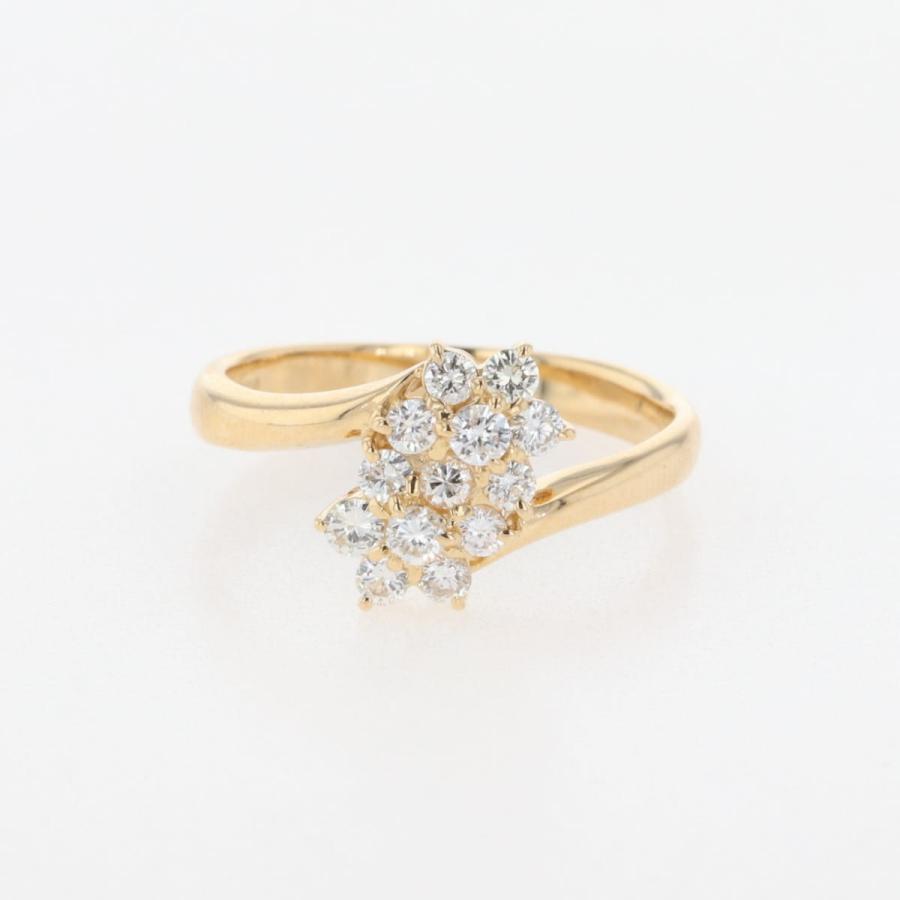 メレダイヤ デザインリング YG イエローゴールド 指輪 リング 9号 K18  