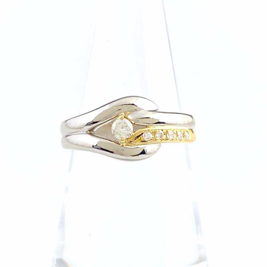 CELINE セリーヌ メレダイヤ デザインリング プラチナ YG イエロー  