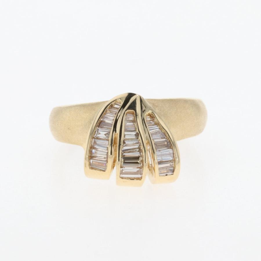 メレダイヤ デザインリング YG イエローゴールド 指輪 リング 16号 K18  