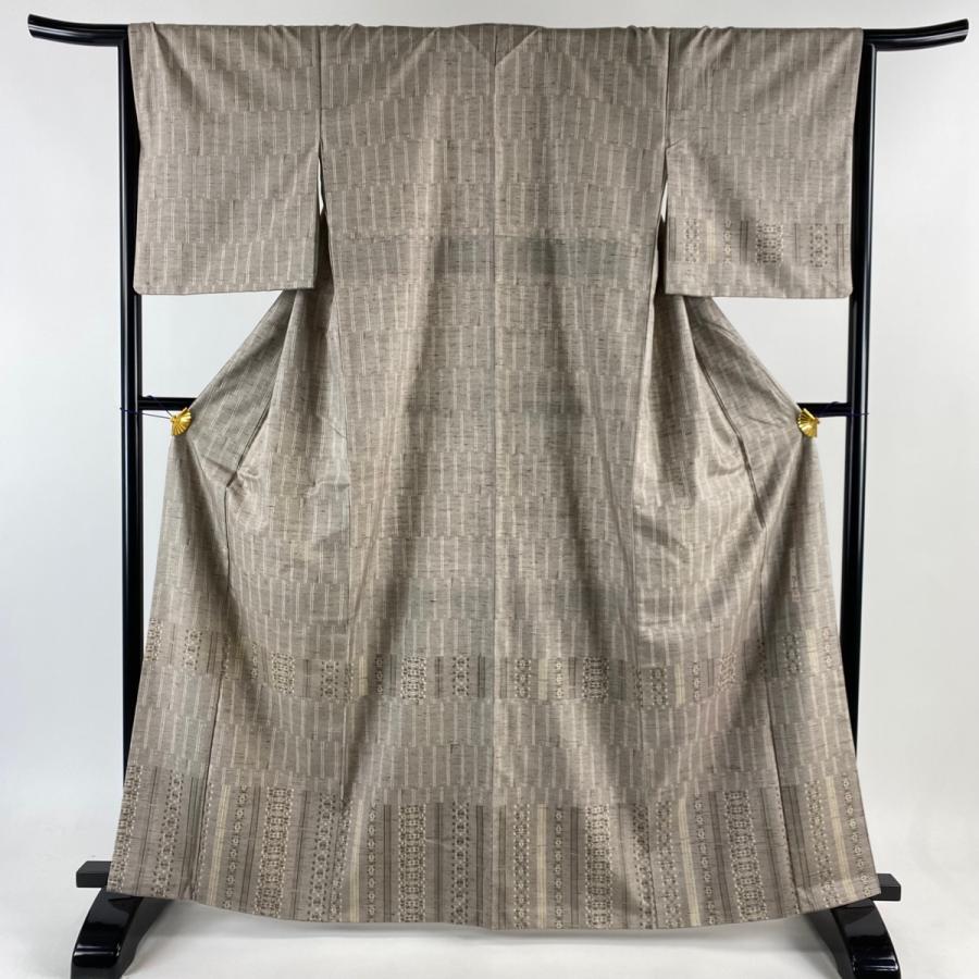 付下げ 身丈165cm 裄丈65cm M 袷 川村久太郎 紬地 落款あり 縞 幾何学  