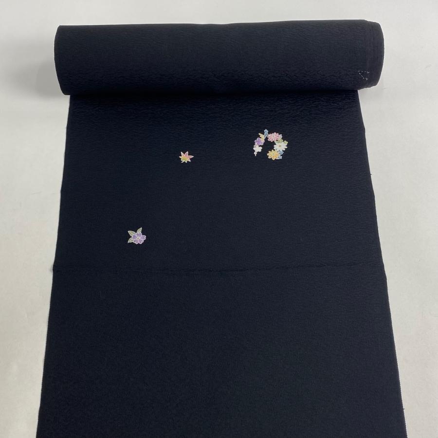 反物 逸品 付下げ 加賀友禅 佐藤克司 落款 証紙 花丸文 黒 正絹 中古