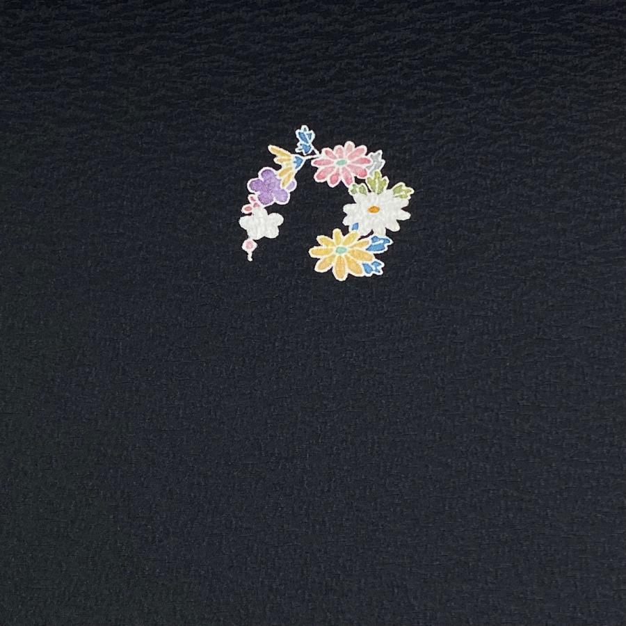 反物 逸品 付下げ 加賀友禅 佐藤克司 落款 証紙 花丸文 黒 正絹 中古