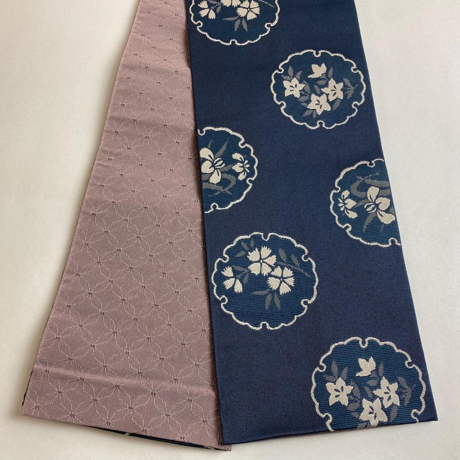 半幅帯 美品 優品 雪輪 草花 青緑 化繊 中古 : 1000079610819 