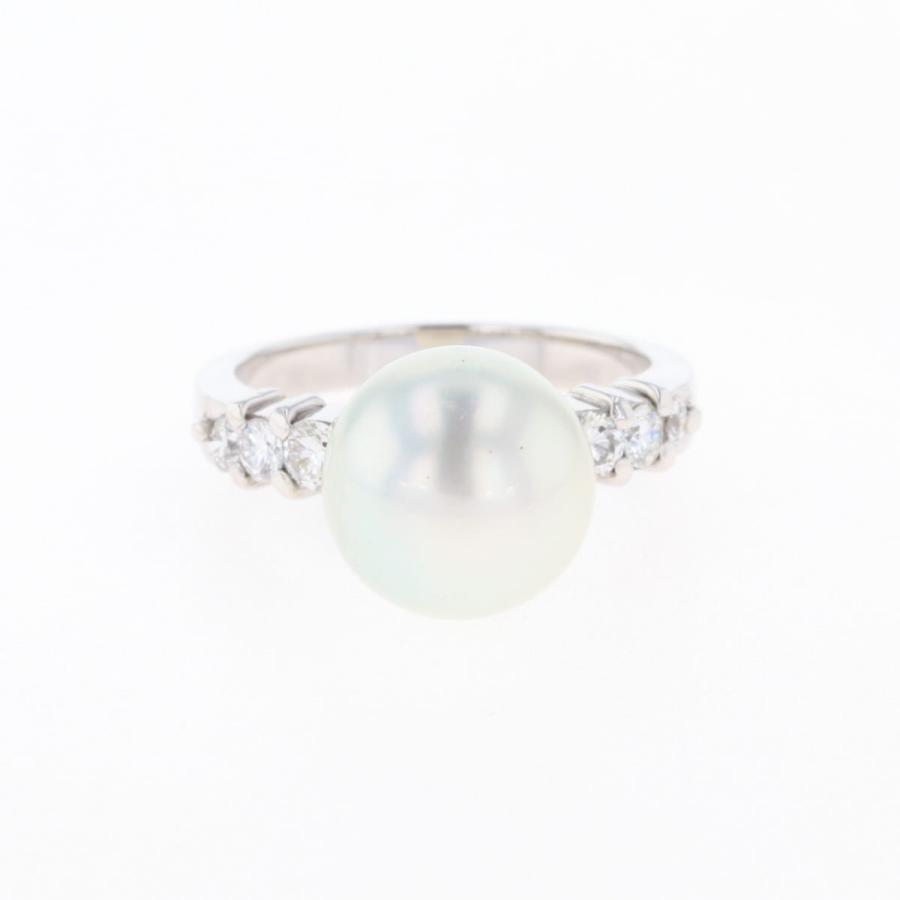 パール デザインリング プラチナ 指輪 メレダイヤ 真珠 リング 12号  