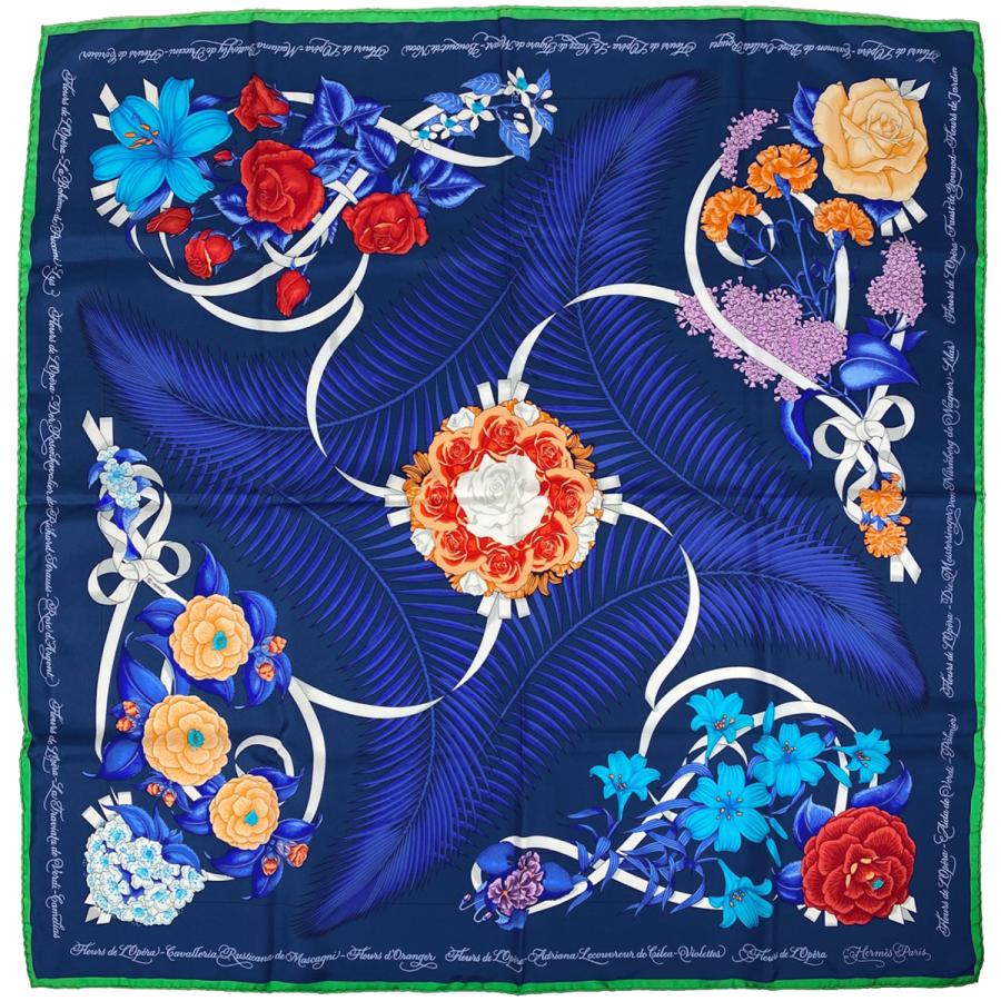 HERMES エルメス カレ 90 Fleurs de L'Opera オペラの花 HERMES エルメス カレ 90 Fleurs de L'Opera オペラの花