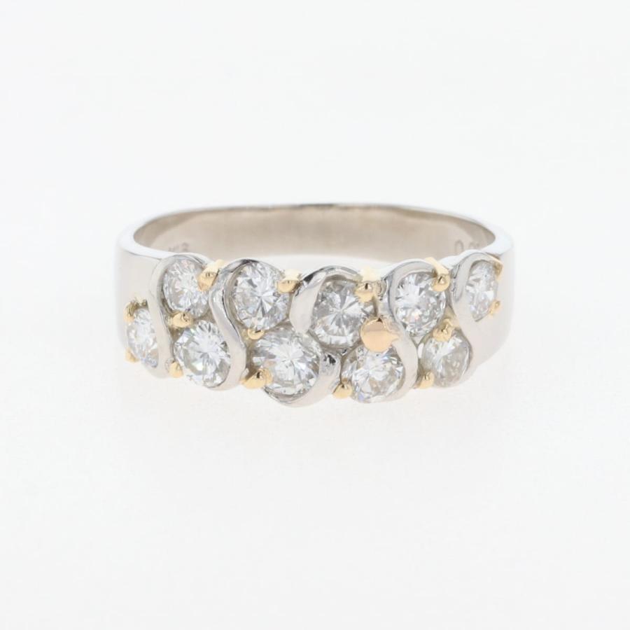 メレダイヤ デザインリング プラチナ YG イエローゴールド 指輪 リング  