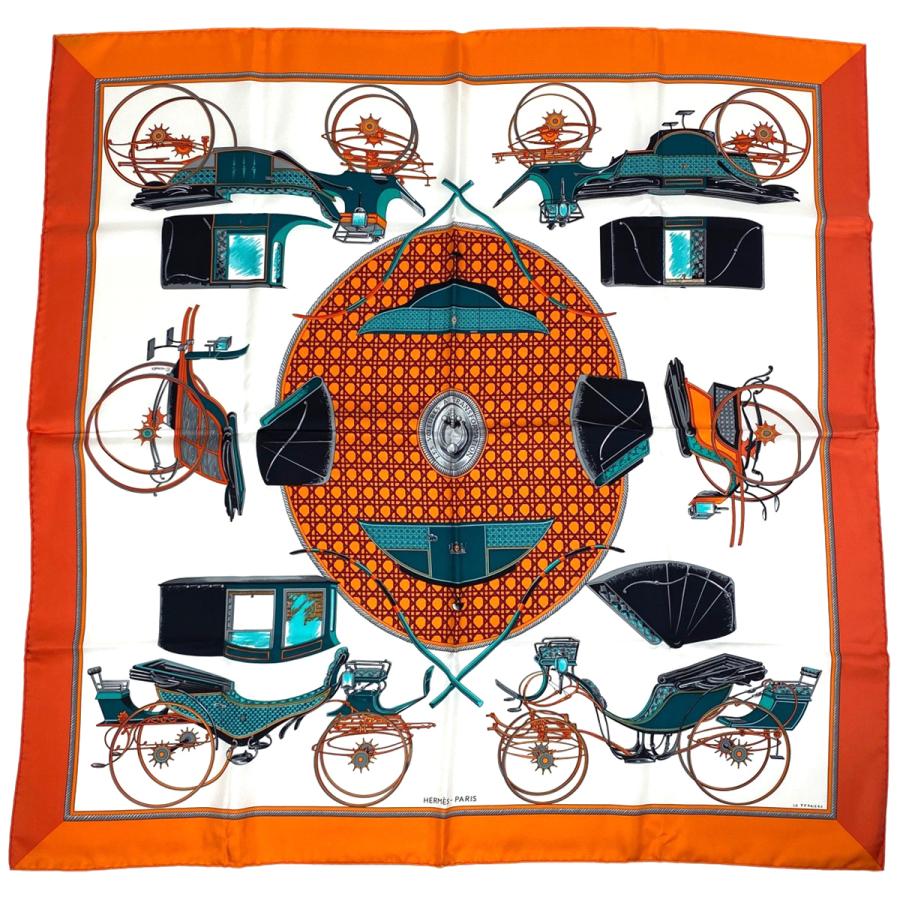 HERMES エルメス カレ 90 LES VOITURES A TRANSFORMATION 折畳み式幌の  