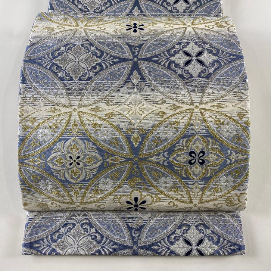 袋帯 美品 逸品 桂秀 落款あり 天然灰汁醗酵建藍染 七宝 華文 金銀糸 