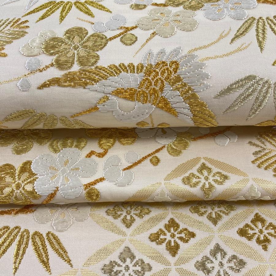 袋帯 美品 逸品 山口美術織物 落款あり 千寿吉祥文 金糸 箔 袋帯 美品 逸品 山口美術織物 落款あり 千寿吉祥文 金糸 箔