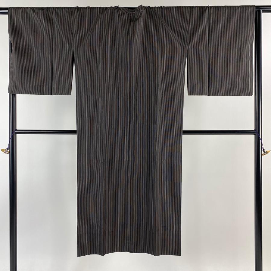 道行 身丈130cm 裄丈67cm M 和装コート 角衿 大島紬地 純泥染 証紙あり  