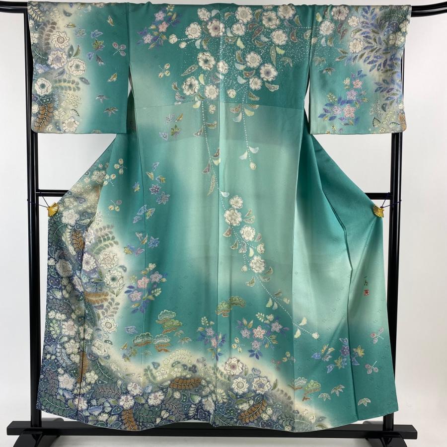 訪問着 身丈170.5cm たくも 裄丈66.5cm M 袷 吉乃一廉 落款 