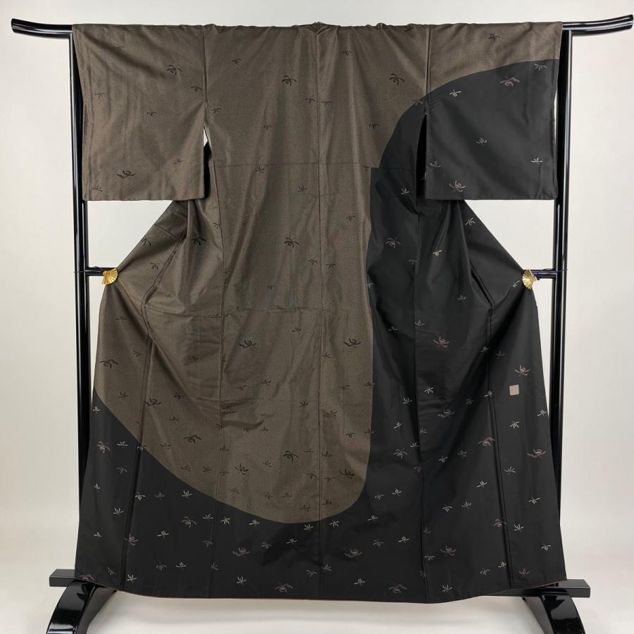 紬 身丈165cm 裄丈66cm M 袷 雪輪 幾何学 濃紺 正絹 美品 名品 【中古  