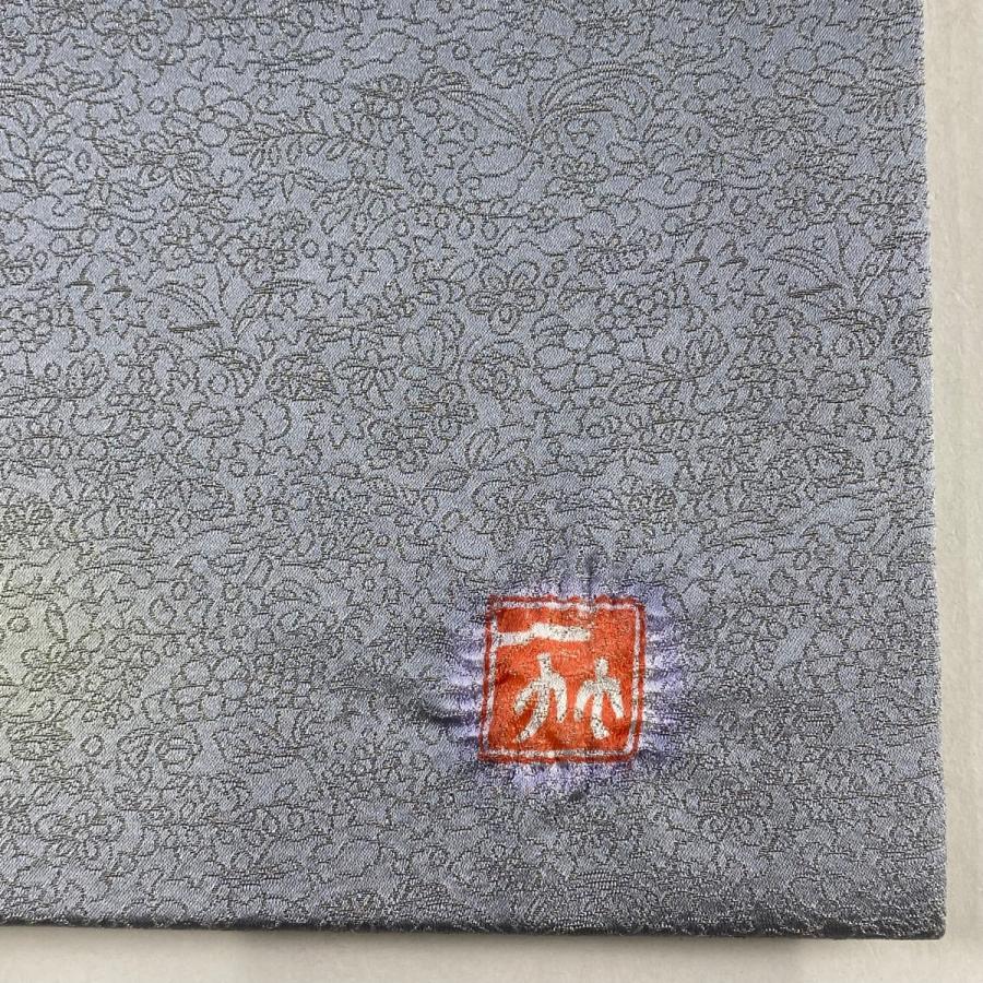 袋帯 美品 逸品 二代目 久保田一竹 落款あり 竹 金通し 絞り 青 袋帯 美品 逸品 二代目 久保田一竹 落款あり 竹 金通し 絞り 青