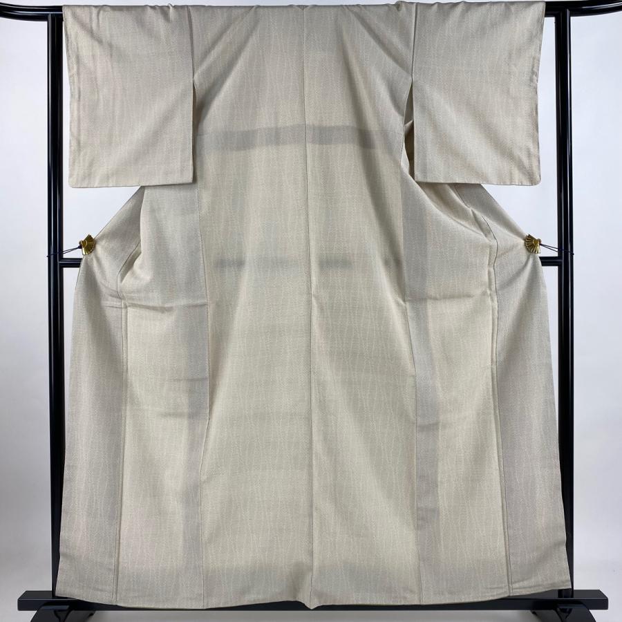 お召 身丈157cm 裄丈65cm M 聴こえ 単衣 本塩沢 証紙 縦縞 紫 正絹 