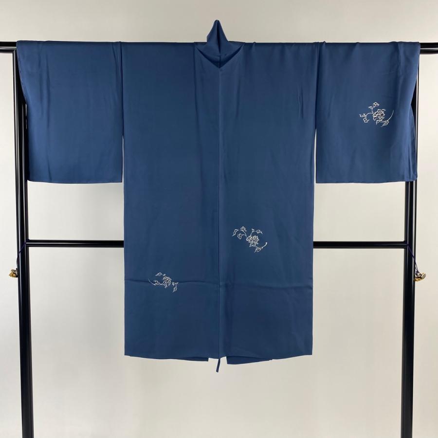 道中着 身丈105cm 裄丈66cm M 二代 栄一 和装コート 落款あり 草花  