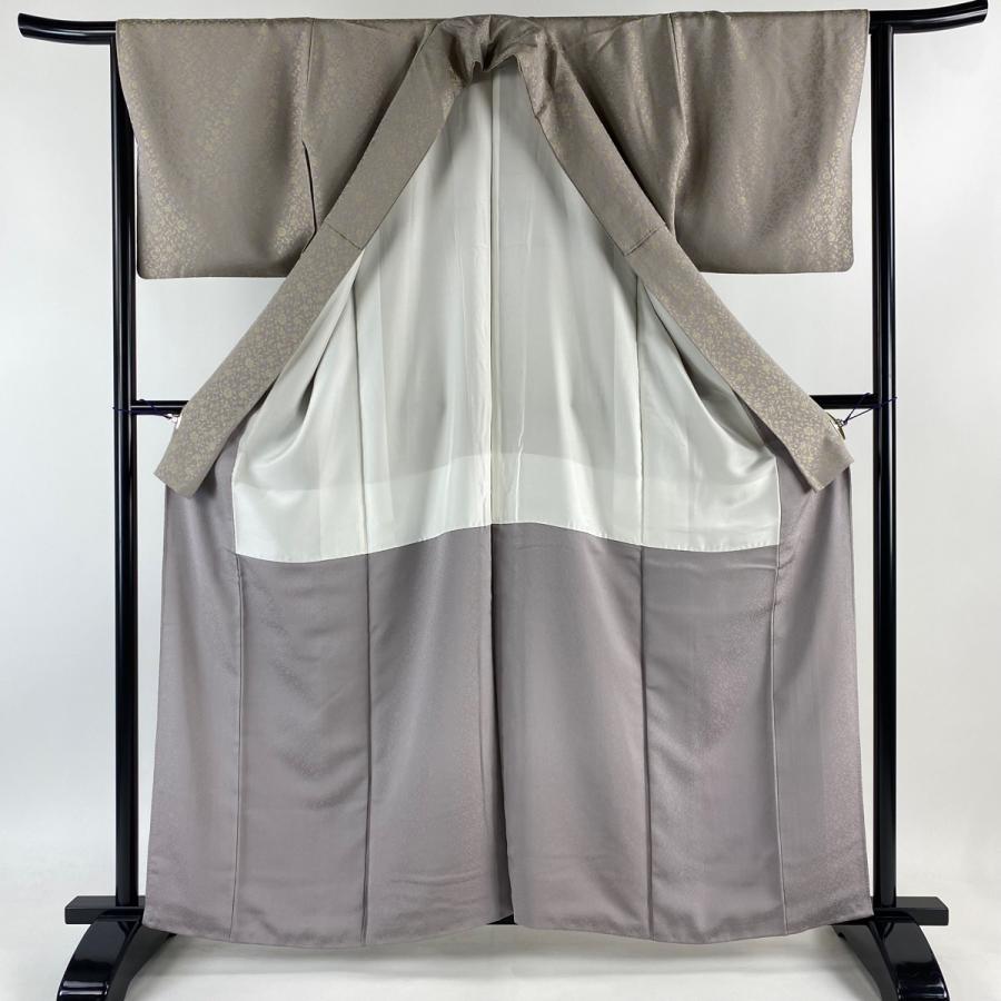 お召 身丈161.5cm 裄丈63cm S 袷 花唐草 灰紫 正絹 美品 逸品 一つ紋 