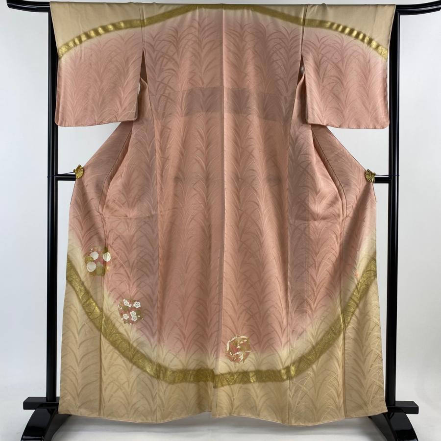 訪問着 身丈163cm 裄丈66.5cm M 袷 北出与三郎 落款あり 花丸文 地紋  