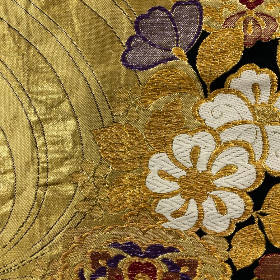 振袖 身丈164.5cm 裄丈65cm M 袷 袋帯フルセット 笠松 桜 金糸 金彩 黒 