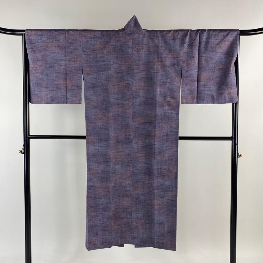 道中着 身丈136cm 裄丈69cm L 和装コート 紬地 ぼかし柄 紫 正絹 美品