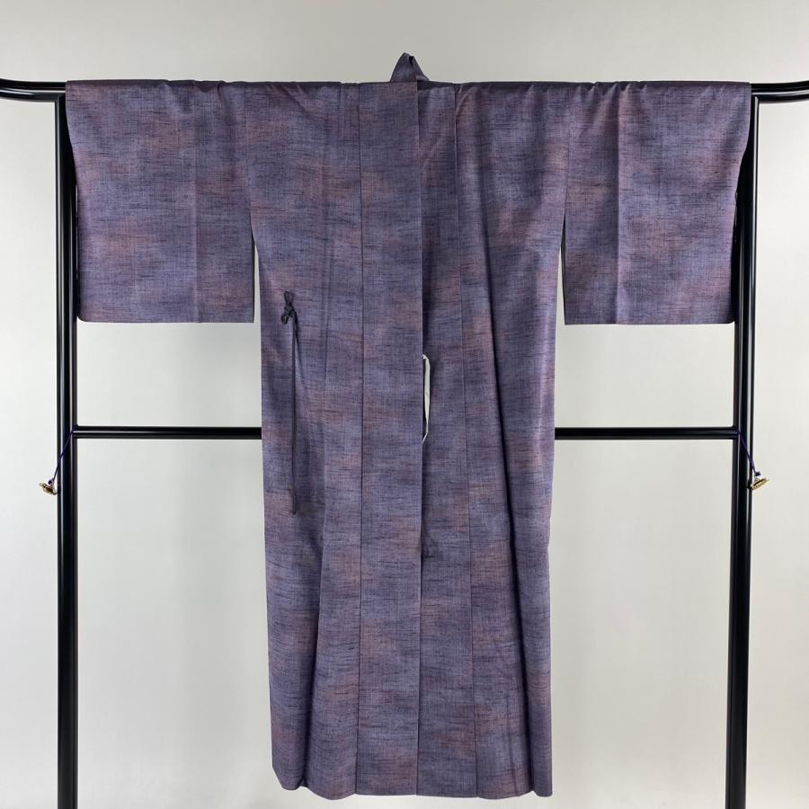 道中着 身丈136cm 裄丈69cm L 和装コート 紬地 ぼかし柄 紫 正絹 美品
