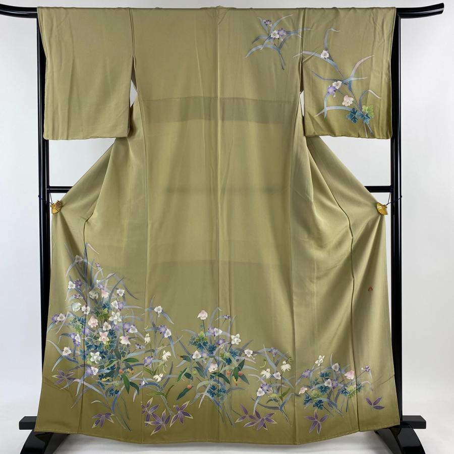 訪問着 身丈164cm 裄丈66cm M 袷 加賀友禅 鈴木喜代子 証紙あり 草花