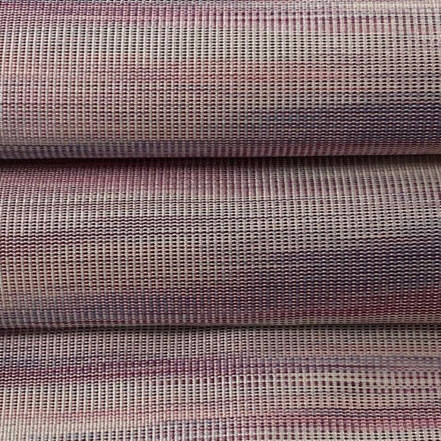 美品 名古屋帯 単衣 松葉仕立て 紫 草花 縦縞 長さ3ｍ71㎝ お洒落 名古屋帯 日本製 レディース 松葉仕立て 全16色 [あす楽対応