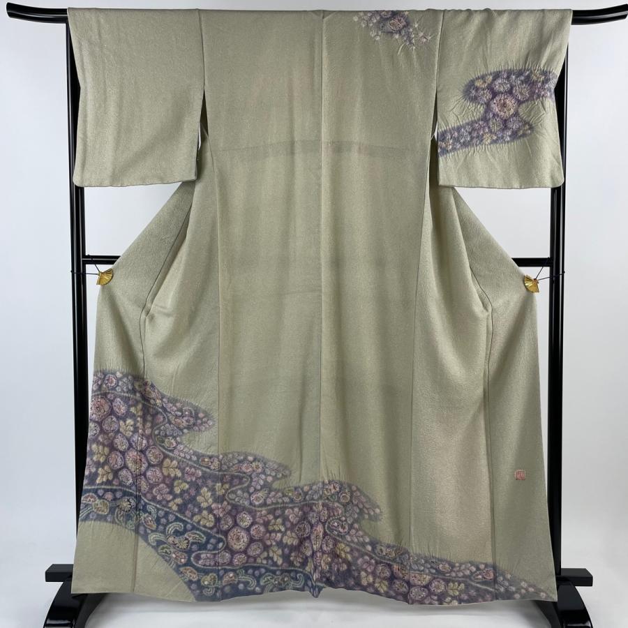 訪問着 身丈163cm 裄丈67.5cm L 袷 樋熊哲也 鈴乃屋 落款あり 辻が花  