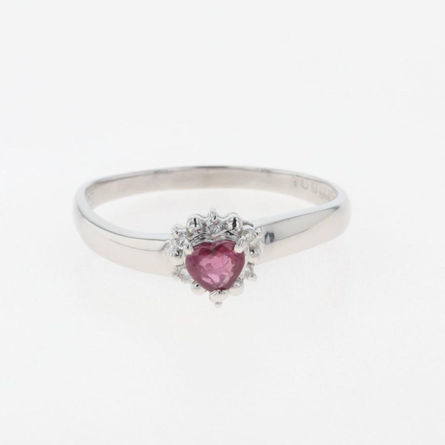ハートモチーフ デザインリング プラチナ 指輪 メレダイヤ ルビー  