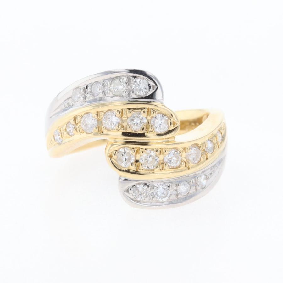 メレダイヤ デザインリング YG イエローゴールド プラチナ 指輪 リング  