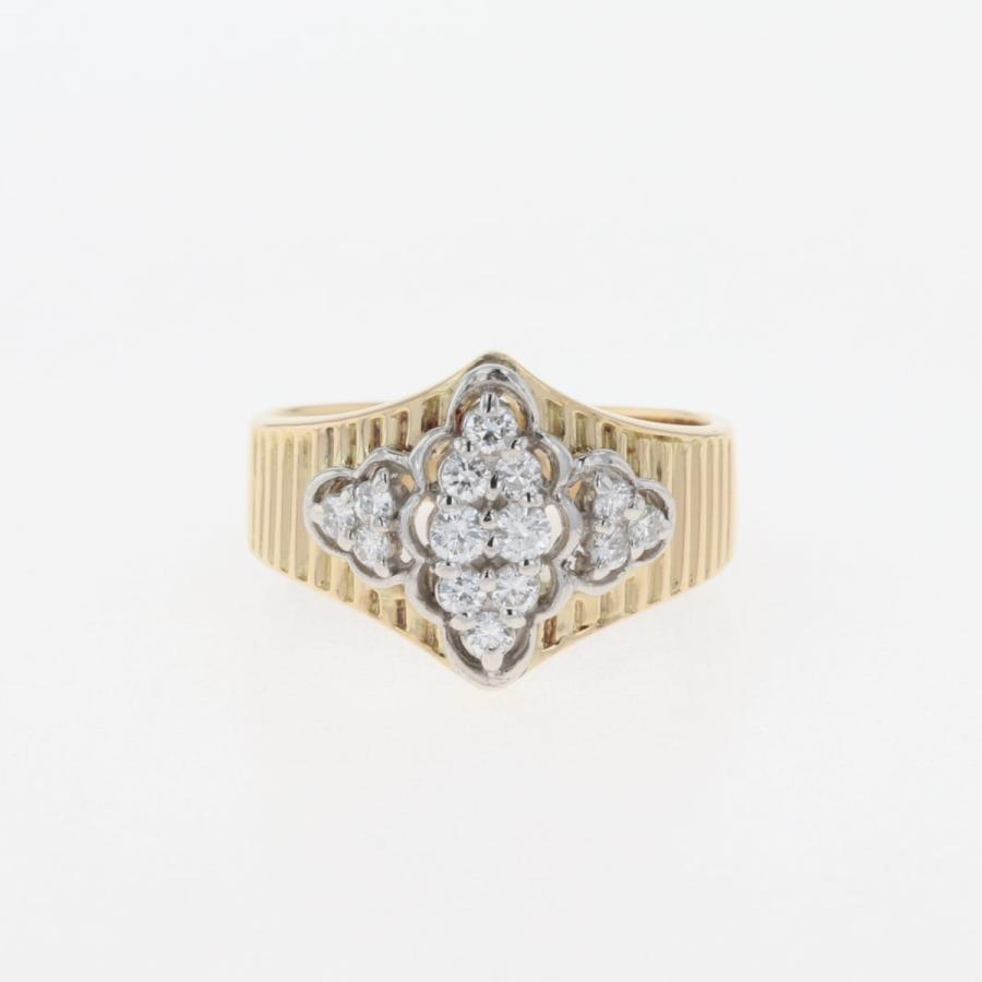 メレダイヤ デザインリング YG イエローゴールド プラチナ 11.5号 K18  