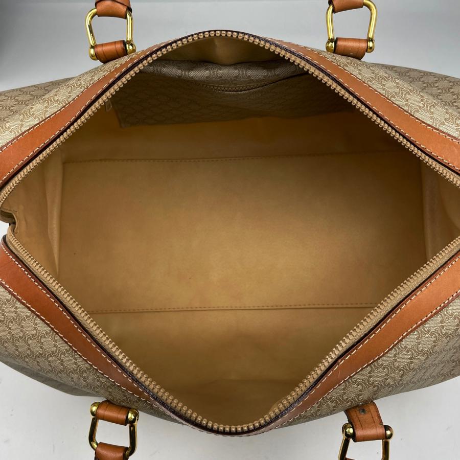 セリーヌ ベージュ キャンバス レザー ボストンバッグ