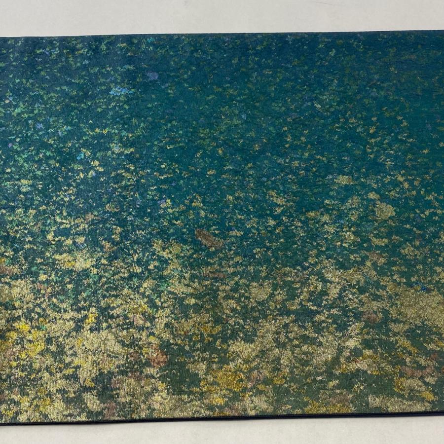 袋帯 美品 秀品 幾何学 箔 青緑 六通 正絹 中古 : リユースセレクト