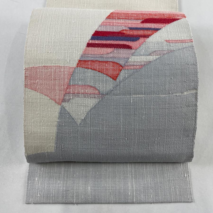 名古屋帯 美品 名品 落款あり 渡文 松葉仕立て 八寸名古屋帯 幾何学 