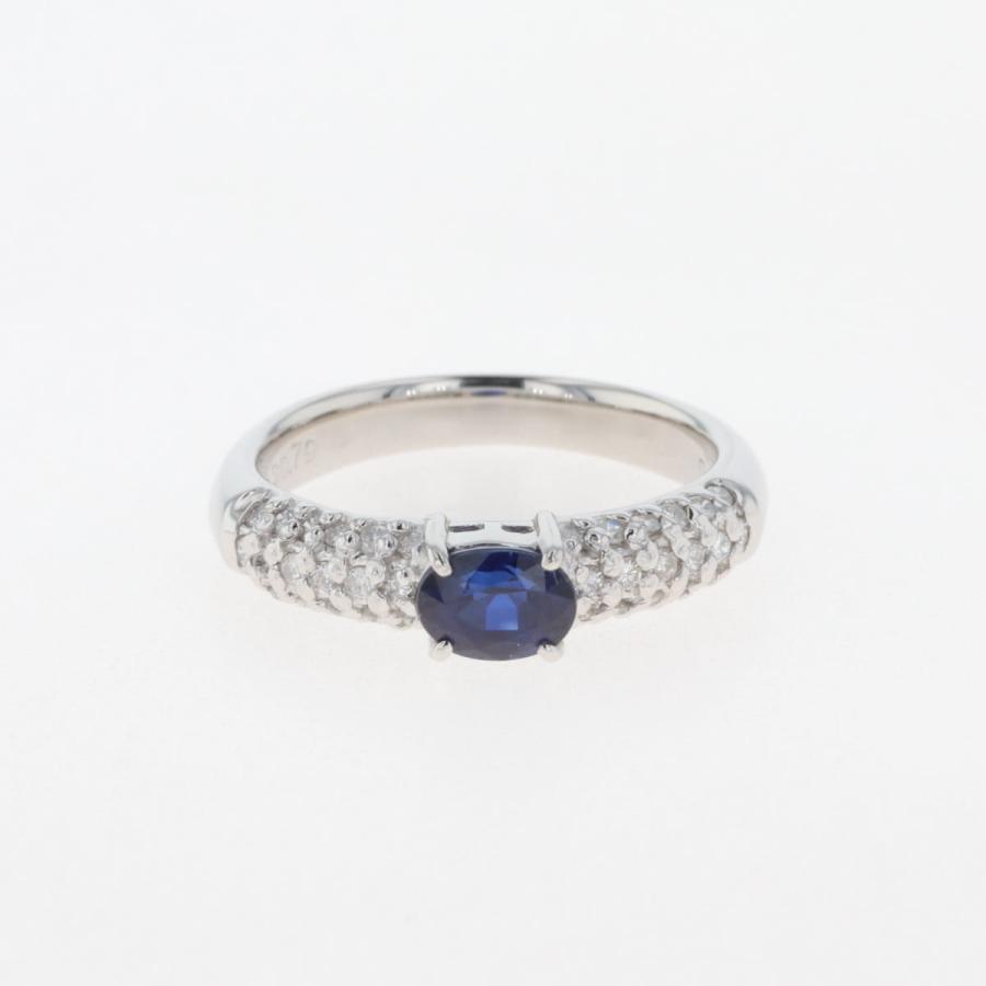 サファイア デザインリング プラチナ 指輪 メレダイヤ リング 11号  