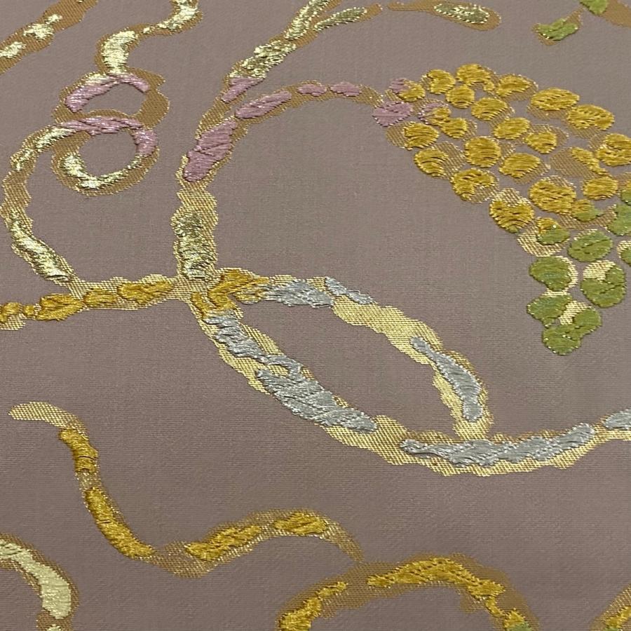 袋帯 美品 逸品 葡萄唐草 唐織 金銀糸 ピンクベージュ 六通 正絹 袋帯 美品 逸品 葡萄唐草 唐織 金銀糸 ピンクベージュ 六通 正絹