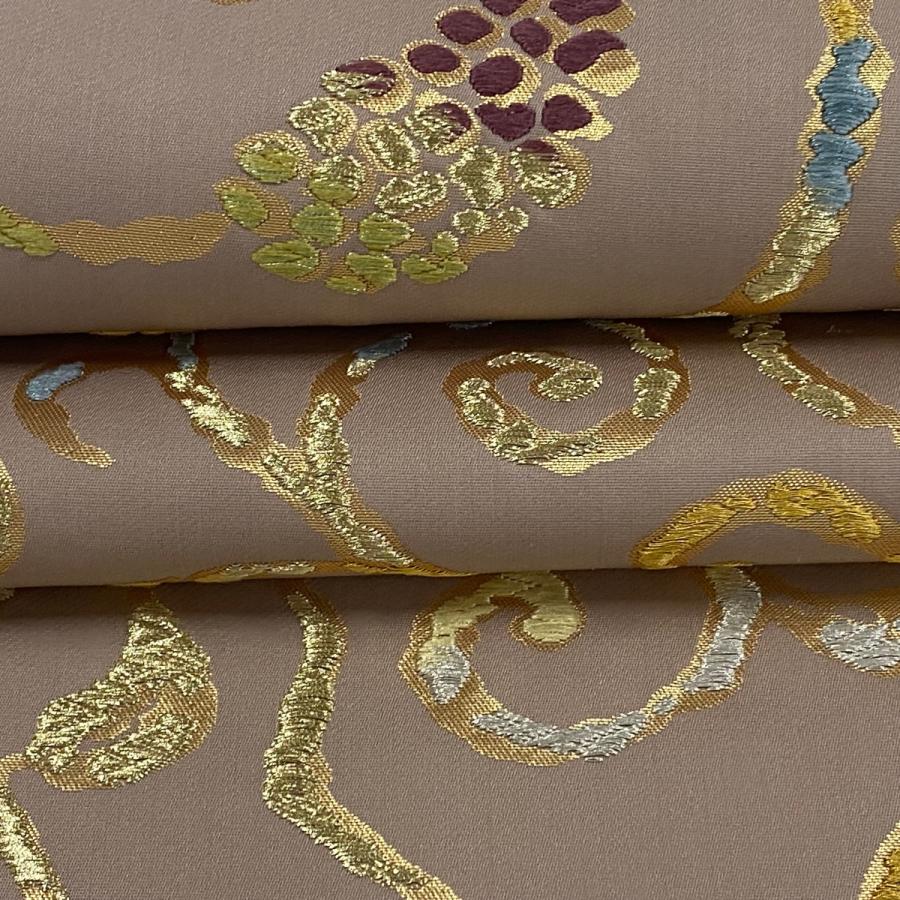 袋帯 美品 逸品 葡萄唐草 唐織 金銀糸 ピンクベージュ 六通 正絹 袋帯 美品 逸品 葡萄唐草 唐織 金銀糸 ピンクベージュ 六通 正絹